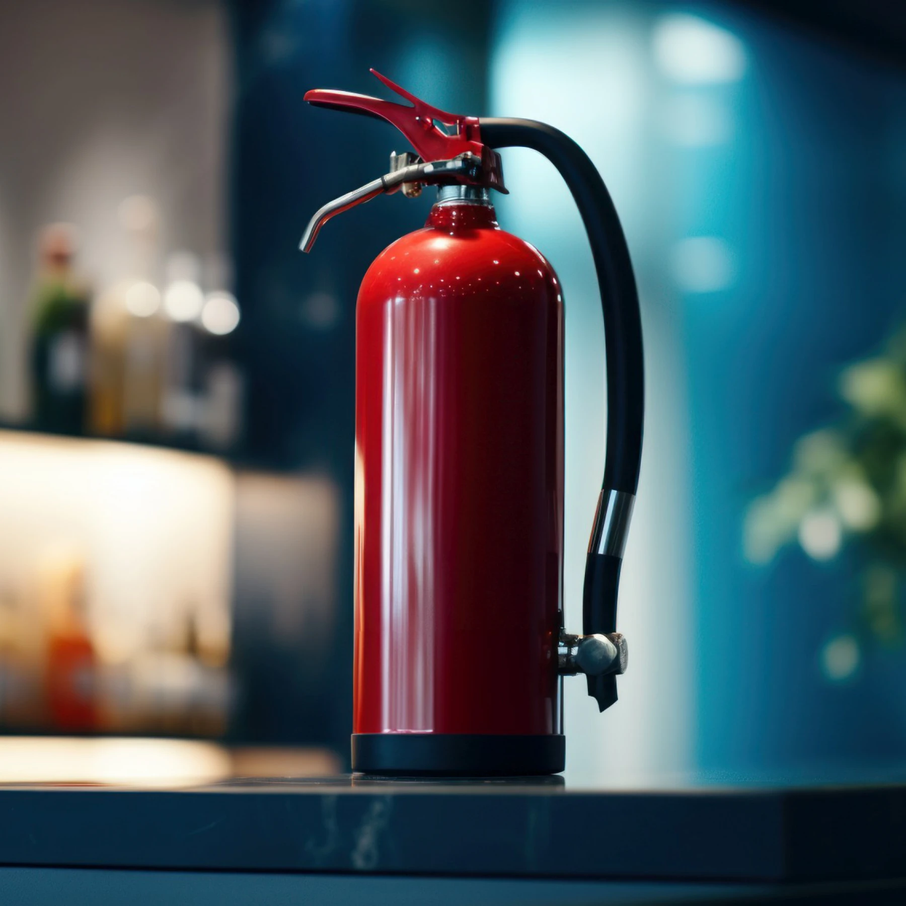 Fire extinguisher mounted on a wall in a modern and elegant inte